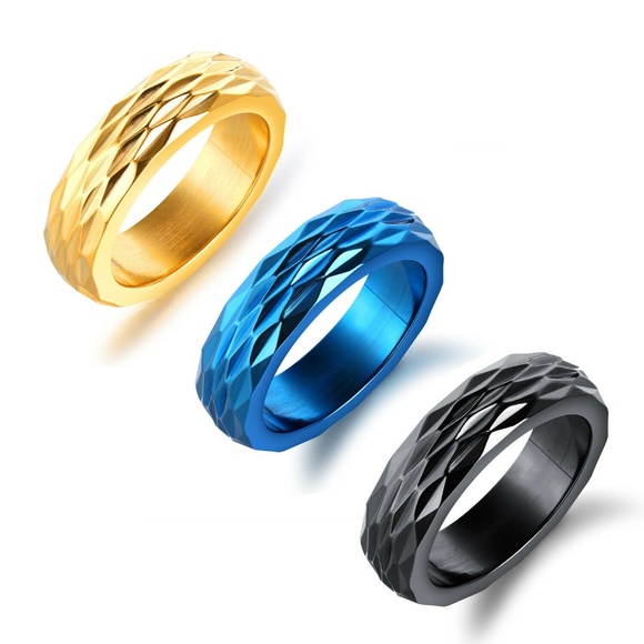 Women Men Stainless Steel Titanium Band Ring New - Picture 2 of 4